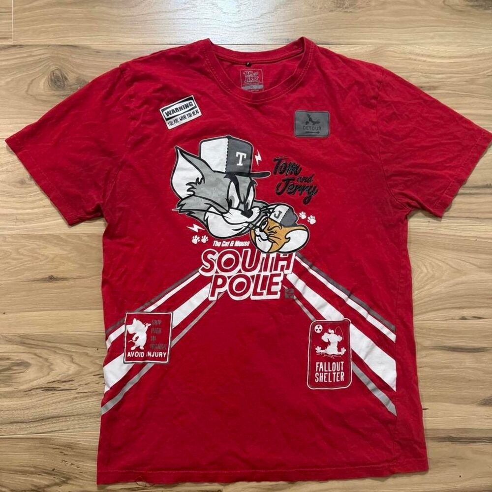 AOP Red y2K style Southpole Tom and Jerry cartoon graphic size xl